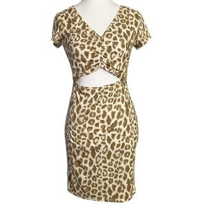 Jessica Simpson Tan & Brown Leopard Print Mini BodyCon Dress